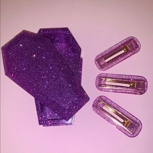 Pink Coffin Box with 3pc Hair Clip set